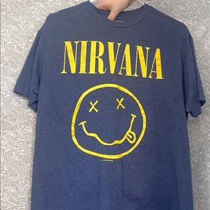 Blue & Yellow NIRVANA t-shirt [size Large]